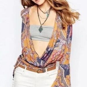 Paisley Print Wrap Top